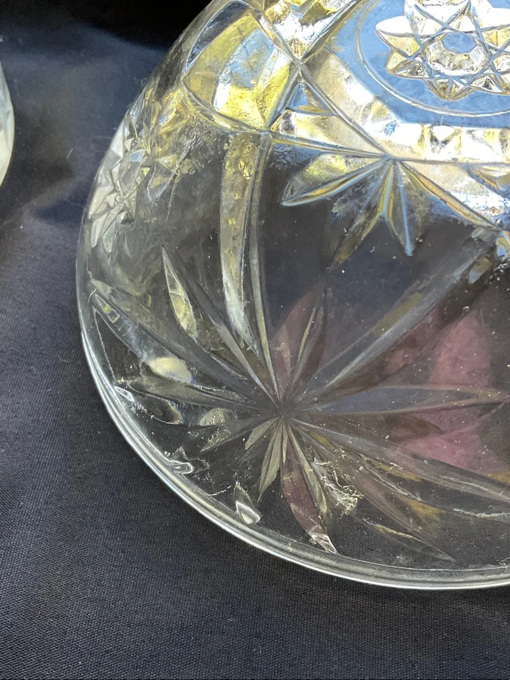 Clear Cut Glass Candy Dish and lid less Jar - Elegant Crystal-Style Home Dining